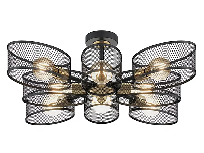 Modern Black Metal Mesh Chandelier With Multiple Arms For Indoor Lighting 3d model