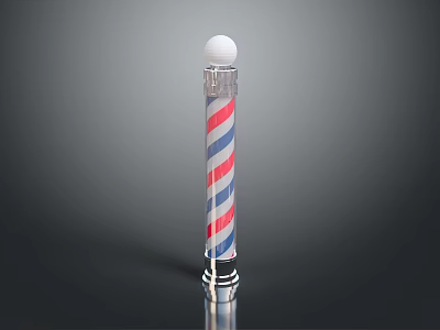 Red White Blue Striped Furniture Column With White Sphere Top And Silver Base 3d model