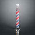 Red White Blue Striped Furniture Column With White Sphere Top And Silver Base