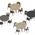 Modern Dining Table and Chair Combination Round Table and Chair Single Chair 3d model