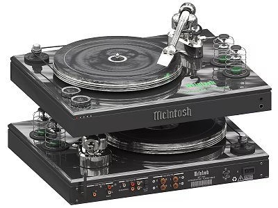 High Quality Music Equipment Setup With Turntable And Amplifier System 3d model