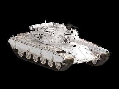 Detailed White Military Tank With Armored Hull Turret Cannon And Tracks 3d model