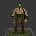 Male Character With Long Hair Beard And Blue Striped Tattoos Standing On Green Grass