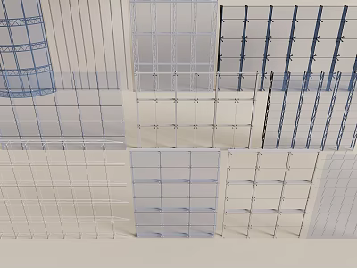 Architectural Structural Grid Components With Steel Frame And Mesh Design Elements 3d model