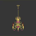 Elegant Ornate Metal Chandelier With Multiple Arms And Crystal Decorations