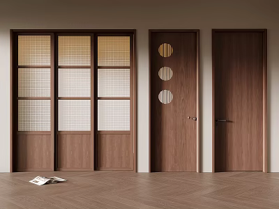 07 single door antique single door sliding door toilet door 3d model