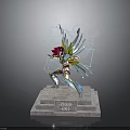 Detailed Colorful Winged Figure Statue Featuring Pegasus Magic Inscription on Base