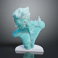 Medical Devices Anatomical Human Bust Model In Light Blue With White Base For Training