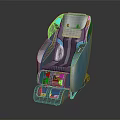 Modern Gray And Blue Massage Chair With Breathable Mesh Design And Footrest