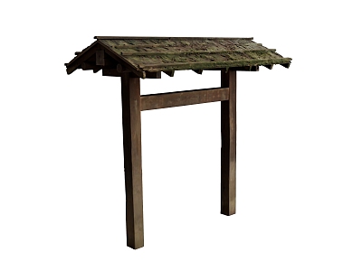 Pavilion gazebo Chinese style door head thatched roof 3d model