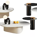 Modern Coffee Table Design With White Black Surfaces And Decorative Elements 3d model
