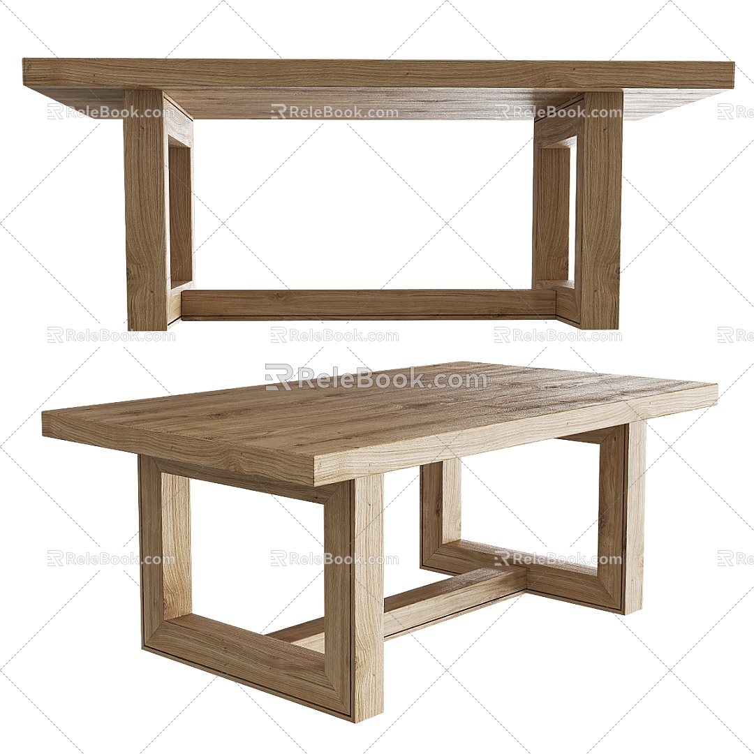 Log dining table 3d model