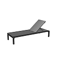 Black Outdoor Lounge Chair With Adjustable Backrest And Metal Frame