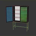 Modern Cabinet With Perforated Doors And Shelves On Copper Metal Frame