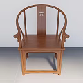 Chinese Style Wooden Armchair With Curved Backrest And Solid Wood Design