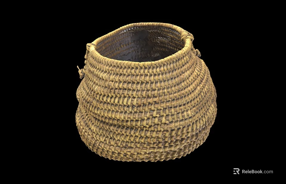 Traditional Handwoven Natural Fiber Basket For Household Storage And Decorative Use 3d model 