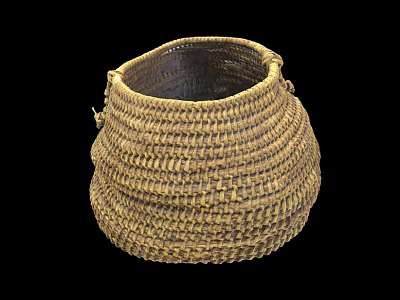 Traditional Handwoven Natural Fiber Basket For Household Storage And Decorative Use 3d model