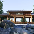 New Chinese Style Pavilion with Corridor Pavilion Ancient Pavilion Ancient Gallery Frame Pavilions Landscape Pavilion Hexagonal Pavilion Double-layer Pavilion Landscape Gallery Frame 3d model