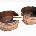 Rustic Wooden Barrel Shaped Washbasins Set of Two for Bathroom Design
