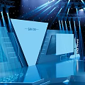 Modern Stage Design Person Standing Center San Su Sign Steps Starry Background Lighting
