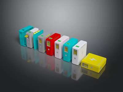 Colorful Square Electronic Appliances Featuring Various Colors For Home And Office Use 3d model