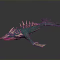 Detailed Turquoise Mythical Aquatic Creature With Spikes Sharp Teeth And Fins