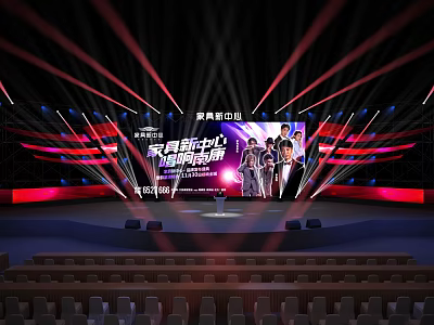 Event Stage With Lighting Large Screen And Auditorium Seats 3d model