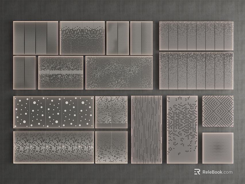 Decorative Wall Panels with Various Textures and Modern Patterns for Interior Design 3d model 