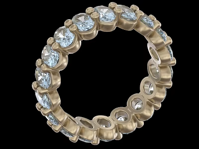 Gold Eternity Ring With Round Blue Gemstones In Full Circle Setting 3d model