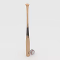 Professional Wooden Baseball Bat Standing Next To Leather Covered Ball Sports Equipment