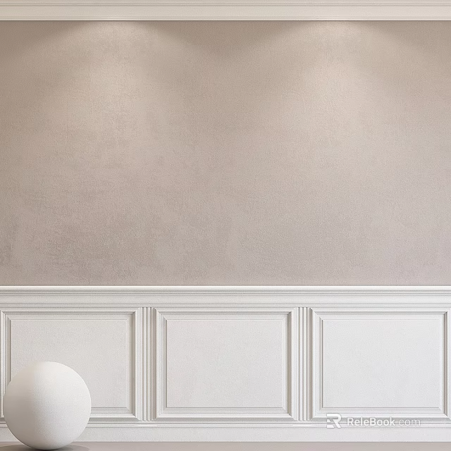 Modern Minimalist White Wainscoting Design On Light Colored Wall With Soft Lighting 3d model 