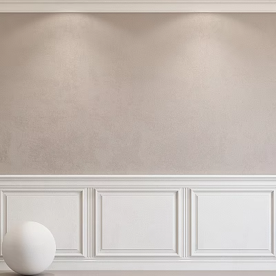 Modern Minimalist White Wainscoting Design On Light Colored Wall With Soft Lighting 3d model