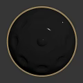 Handpan Musical Percussion Instrument Dark Metallic Round Body With Central Hole And Silver Rim