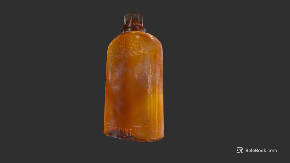 Transparent Amber Cup With Carved Design Lid And Textured Body On Dark Background 3d model 