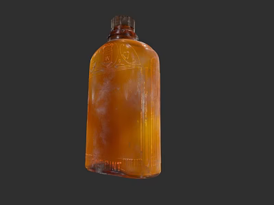 Transparent Amber Cup With Carved Design Lid And Textured Body On Dark Background 3d model