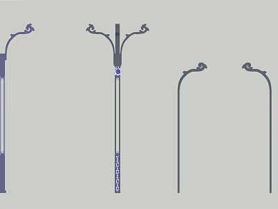 Stylish Outdoor Lights With Decorative Curved Arm Designs And Various Styles 3d model