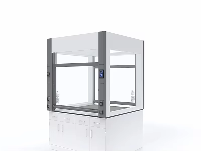 Laboratory Fume Hood With Transparent Glass Window And Cabinet Storage 3d model