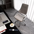 Gray Modern Office Chair With Rolling Wheels And Metal Base For Office Workspace