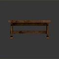 Rustic Wooden Dining Table with Natural Wood Grain Top and Crossed Sturdy Wooden Legs