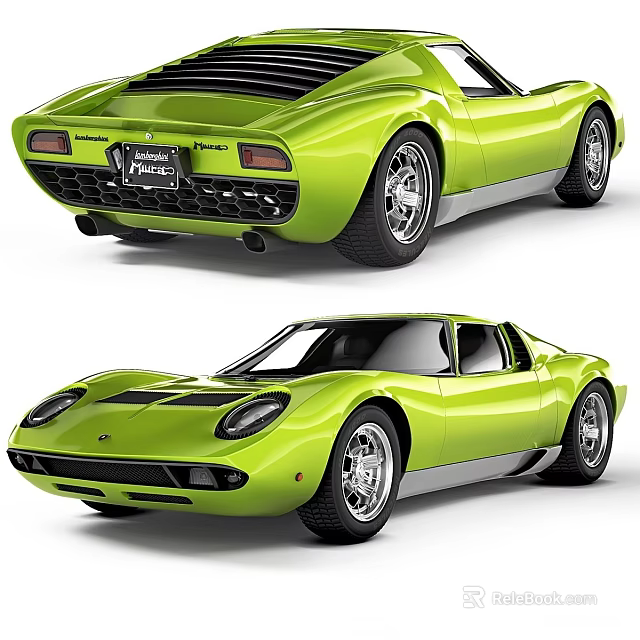 Green Classic Sports Car With Sleek Body Vintage Headlights And Alloy Wheels 3d model 
