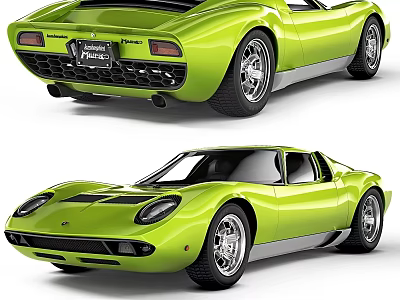 Green Classic Sports Car With Sleek Body Vintage Headlights And Alloy Wheels 3d model