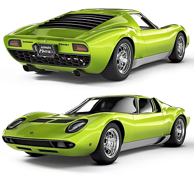 Green Classic Sports Car With Sleek Body Vintage Headlights And Alloy Wheels 3d model
