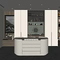 Modern Walk-in Closet Interior Design With Dressing Table Mirror Clothing Rack And Storage Cabinets