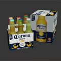Corona Extra Beer Bottles In Yellow Design With 6 And 12 Pack Blue Packaging