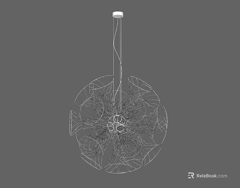 Unique Shaped Pendant Light Featuring Intricate Circular Lines For Modern Interior 3d model 