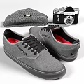 Emerica Grey Low Top Shoes With Black Laces And Red Insoles