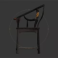 Traditional Chinese Style Wooden Armchair With Curved Armrests And Decorative Carvings