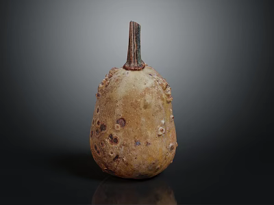 Speckled Bumpy Tan Gourd With Stem As Fresh Organic Food 3d model