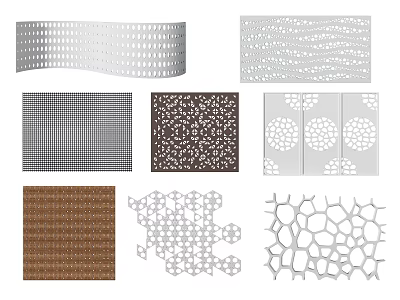 Various Decorative Perforated Panels With Diverse Patterns And Modern Designs 3d model