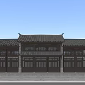 Traditional Chinese Ancient Architecture Featuring Two Story Wooden Structure Black Tiled Roof And Carved Windows